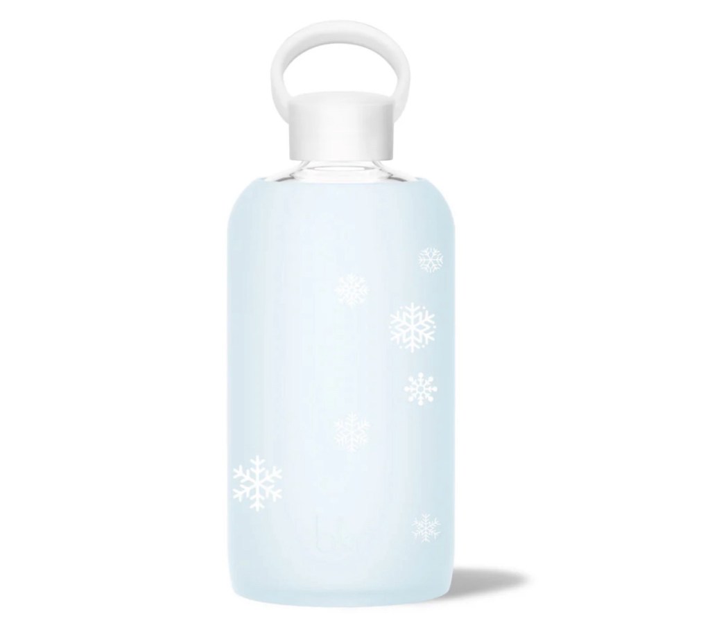 Astrid Snow Day • Sheer glacial milk blue with white&nbsp;snowflakes