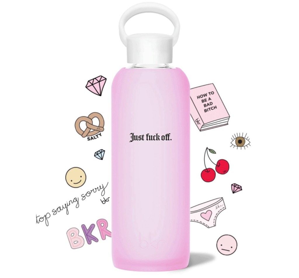 Cake Just F*ck Off • Sheer pastel neon pink&nbsp;with black “Just Fuck Off”&nbsp;print