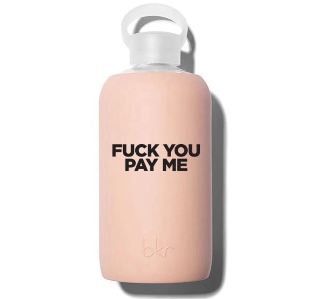 Teddy F*ck You Pay Me • Opaque blushed light chocolate milk with black&nbsp;text