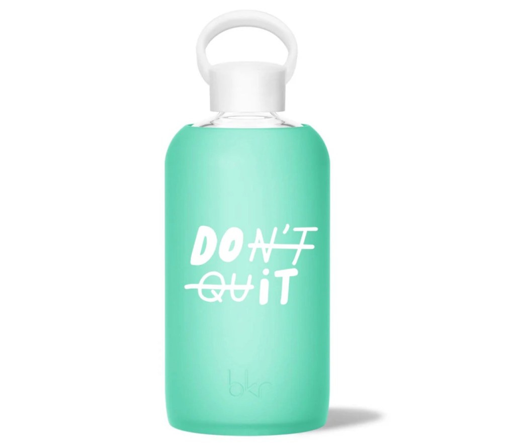 Jules Don’t Quit • Sheer tropical shallow sea green with white “Don’t Quit, Do It”&nbsp;print
